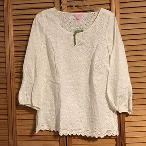 Lilly Pulitzer White Eyelet Top Sz Medium NWT